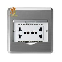 Ổ điện cắm âm sàn - hộp ổ cắm điện 2 ổ đa năng 3 chấu (ổ đôi 3 chấu)