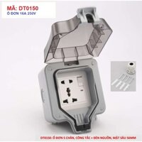 Ổ ĐIỆN CHỐNG NƯỚC IP66/Ổ ĐIỆN NGOÀI TRỜI (Ổ CẮM 5 CHÂN 16A 250V CÓ CÔNG TẮC VÀ ĐÈN BÁO NGUỒN, LOẠI MẶT SÂU) MÃ: DT0150