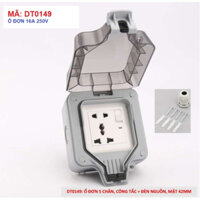 Ổ ĐIỆN CHỐNG NƯỚC IP66/Ổ ĐIỆN NGOÀI TRỜI (Ổ CẮM 5 CHÂN 16A 250V CÓ CÔNG TẮC VÀ ĐÈN BÁO NGUỒN) MÃ: DT0149