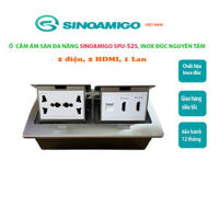 Ổ điện đa năng âm sàn Sinoamigo SPU-52S, inox đúc nguyên tấm, không oxy hóa trong quá trình sử dụng - Hàng chính hãng - 2 điện  1 Lan  2 HDMI
