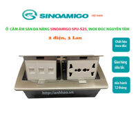 Ổ điện đa năng âm sàn Sinoamigo SPU-52S, inox đúc nguyên tấm, không oxy hóa trong quá trình sử dụng - Hàng chính hãng - 2 điện  3 Lan
