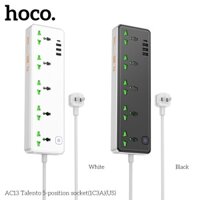 Ổ điện đa năng Hoco AC13 có 3 cổng USB + 1 Type-C kèm 5 ổ cắm điện, dây dài 1.5m