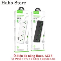 Ổ điện đa năng HOCO AC13 có cổng USB + 1 TYPE-C kèm 5 ổ cắm điện dây dài 1.5m