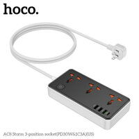 Ổ điện đa năng Hoco AC8 hỗ trợ sạc nhanh 30w có 3 * USB + 1 * Type-C và 3 ổ cắm 3 chân cắm mọi chân có dây dài 1.5m