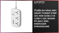 Ổ điện đa năng WiFi Smart Power Strip 3AC kèm 3USB-A và 1USB-C sạc nhanh PD (max 30W) Energizer EPB2502EUWE