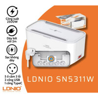 Ổ Điện+ Sạc Không Dây 5 Ổ Cắm + 3 USB SN5311W LDNIO, Chính Hãng 100%, Bảo Hành 6 Tháng, 1 Đổi 1