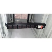 Ổ điện thanh nguồn PDU 6 ổ cắm lắp tủ Rack 1U có MCB, ổ cắm điện PDU 6 cổng 3 chấu chuẩn Rack 19 inch 1U có át