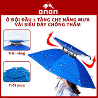 Ô Đội Đầu 2 Tầng Che Nắng Mưa, Ô Đeo Cổ Đi Du Lịch, Dã Ngoại, Câu Cá Tiện Lợi, Chất Liệu Vải Siêu Dày Chống Thấm Nước