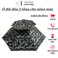 Ô Đội Đầu,Dù Mũ Đội Đầu 2 Tầng Che Nắng Mưa, Câu Cá, Dã Ngoại; Mũ Đội Làm Việc Ngoài Trời Gồm 4 Màu