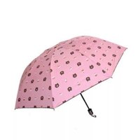 Ô dù đi mưa gấp gọn hình gấu Brown - Hồng