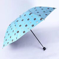 Ô dù đi mưa gấp gọn hình gấu Brown - Xanh
