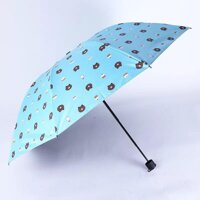 Ô dù đi mưa gấp gọn hình gấu Brown - Xanh