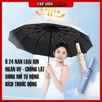Ô dù đóng mở tự động Loại Xịn 24 nan ngăn UV Chống gió Lật che mưa nắng để ô tô