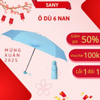 Ô dù gấp gọn 6 nan có túi đựng kèm nhỏ gọn, ô dù che mưa, che nắng chống thấm nước, chống tia UV