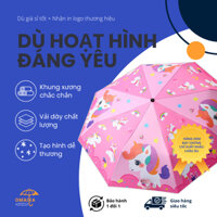 Ô Dù Gấp Gọn Che Nắng Che Mưa Chống Tia UV Hoạ Tiết Hoạt Hình Dễ Thương Dành Cho Bé