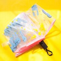 ô dù gấp trong suốt đi mưa cao cấp hoạ tiết thỏ trái tim đáng yêu