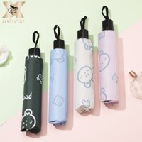 Ô dù họa tiết gấu dễ thương LOCO FISH có lớp phủ màu đen để chống tia cực tím