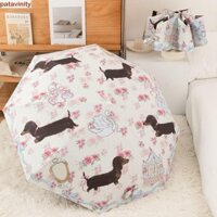 Ô dù mèo hoạt hình PATAVINITY, Ô chống nắng nhẹ chống nắng cho mèo, Ô gấp Vinyl chống nước 3 dây tự động gấp ô chống nắng ngoài trời