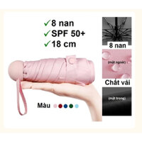 Ô dù mini gấp gọn 18 cm khung 8 nan thép kèm hộp đáng yêu chống nắng SPF50 + quà tặng