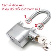 Ổ Khóa Chống Trộm Có Còi Hú + Tặng Kèm Thêm Bộ Pin - Ổ khoá hú chống trộm, O khoa cua sat, Ổ Khóa Báo Động Chống Trộm Ki