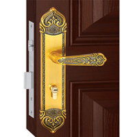 Ổ khoá cửa tay gạt Việt Tiệp 04941 làm từ hợp kim màu vàng dùng cho cửa chính cửa gỗ