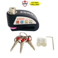 Ổ khóa đĩa xe máy báo động chống trộm ZORO màu đen chìa tròn cao cấp - thép chống gỉ, chống nước