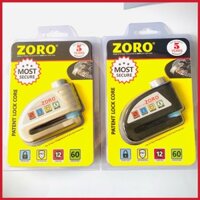 Ổ khóa đĩa xe máy báo động chống trộm ZORO còi hú to,chìa tròn,thép chống gỉ,chống nước