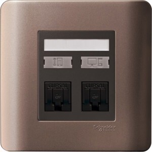 Ổ mạng + ổ điện thoại Schneider Zencelo Series E8432TDRJS_6SZ_G19