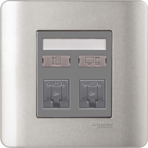 Ổ mạng + ổ điện thoại Schneider Zencelo Series E8432TDRJS_6SA_G19