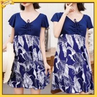 Ở nhà| Đầm Bơi Liền Thân Cổ Chữ v Dáng Rộng Vải polyester In Hoa Thời Trang Mùa Hè