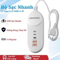 Ổ Sạc Nhanh 35W USB Type C Đa Năng 5 Trong 1, Tương Thích 5 thiết bị ,PD Ổ Cắm Điện Thoại Sạc Nhanh,Bảo Vệ Thiết Bị