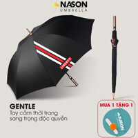 Ô thẳng cao cấp tán rộng Nason Gentle - Dù thẳng cao cấp Nason - Ô dù chống lật, ô thẳng che mưa - Liberty  Đen