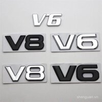 Ô TÔ Cá Tính v8 v6 Logo dán xe động cơ logo xe phân khối lớn bên logo sửa đổi đuôi logo kim loại