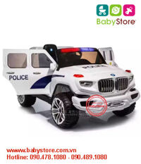 Ô tô điện trẻ em BMW A90-6605 (Xe cảnh sát có còi hú, cánh mở, BH 1 năm)