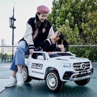 Ô tô điện trẻ em JM 7188 bánh cao su ghế nệm da có đèn cảnh sát