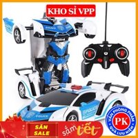 Ô tô điều khiển từ xa Robot biến hình Mykingdom đồ chơi rô bốt xe cảnh sát - có đèn địa hình E1005
