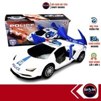 Ô tô đồ chơi, ô tô cảnh sát biến hình có âm thanh sôi động và đèn led nhiều màu, loại ô tô chạy bằng pin