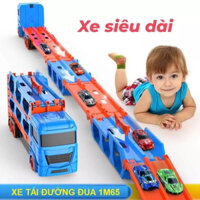 Ô tô đường đua hot wheels kèm 6 xe đua nhỏ dài 1,65m - 2m gấp gọn xe tải 3 tầng, quà tặng sinh nhật cho bé