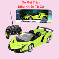 Ô tô mui trần điều khiển từ xa xe mui trần điều khiển màu xanh lá có đèn pha sáng di chuyển 4 chiều chất liệu cứng cáp
