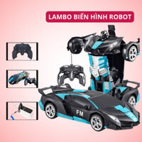 Ô tô siêu xe điều khiển từ xa tốc độ cao xe màu xanh đen biến hình robot chất liệu cao cấp