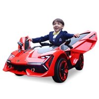 Ô tô xe điện trẻ em BABY-KID kiểu dáng LAMBOGHINI NEL-603 Cánh mở chéo 2 động cơ (Đỏ-Vàng-Xanh-Trắng