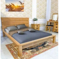 Oak 02 - 1m x 2m : Giường Ngủ Gỗ Sồi Panel - Tự Nhiên