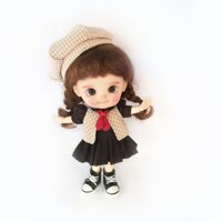Ob11 Quần Áo Trẻ Em gsc Jasmine Dress ymy 1 / 12bjd Kẻ Sọc Vest Beret Bộ Quần Áo Búp Bê