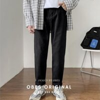 [OBES] Quần jeans đen trơn Regular-fit Jeans mã QT101