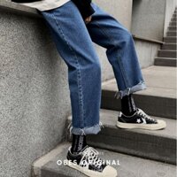 [OBES] Quần jeans nam xanh đậm cut gấu QXĐ0 2022