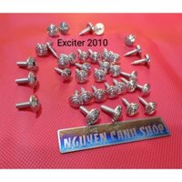 Ốc dàn áo xe Exciter 2010,(34 con inox 304 đầu dẹp thái)