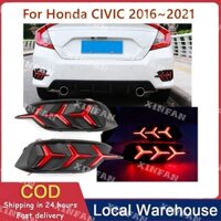 Ocal Stock Một Cặp Đèn LED Phản Quang Phía Sau Ốp Lưng Đuôi Đèn Phanh Ốp Lưng Cho Xe Honda Civic Sedan 2016 Đến 2021