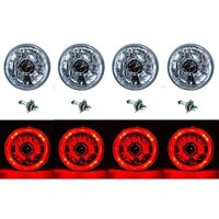 OCTANE LIGHTING 5-3/4" Red Led Halo Halogen Light Bulb Headlight Angel Eye Crystal Clear Set