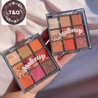 Odbo makeup kit - bảng trang điểm Odbo 2 tầng: phấn mắt, má hồng, son và tán mày