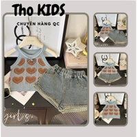 [ODER 5-10N] SET ÁO CỔ YẾM + QUẦN SHORT JEAN CHO BÉ GÁI - QCL1